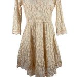 Free People Cream 3/4 Sleeve Lace Overlay V-shaped Fit & Flare A-line Dress 2 Photo 0