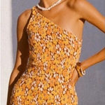 Faithfull the Brand Faithful The Brand Terre Mer One Shoulder Floral Orange Mini Dress Size 4 NWT Photo 0