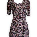 Vintage Rampage Dress Black Dark Floral Detail Sweetheart Neck Puff Sleeve Mini Size XS Photo 11