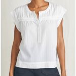Faherty Ellsworth Pintuck Fringe Edge Top Cream White (XS) Photo 0