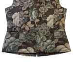 Drapers & Damons Floral Tapestry Vest Women's Medium‎ Sleeveless Zip Up Brown Photo 3