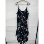 Banana Republic Floral Ruffle Midi Dress Women 14 Black Bohemian Preppy Peasant Photo 1