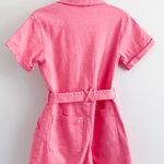 Skies Are Blue Utility Denim Pink Romper Photo 4