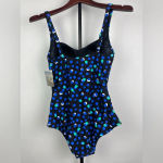 Seekers Australia Black‎ Shaping Blue Green Polka Dot One Piece Bathing Suit Black Size 12 Photo 2