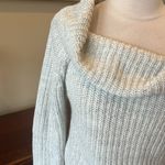 Oversized Cowl Drape Neck Light Gray Crochet Sweater Size XS Photo 1