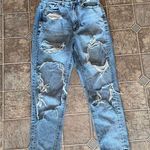American Eagle Highest Rise Mom Jean Denim Heavily Distressed Size 2 Short Photo 0