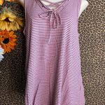 Doe & Rae ✅3/$30✅ NWT  Rose/Black Striped Rayon V-Neck Lace Up Tank Top Blouse LARGE Photo 0