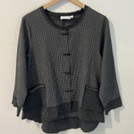 Habitat Lightweight Black & White Grid Print Cropped Sleeve Jacket Lagenlook Photo 0