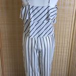 Mello Day White & Black Striped Cropped Jumpsuit Photo 2