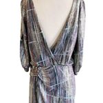 Ba&sh Salina Metallic Mini Dress Lighweight Knit Silver Open Back 3 Large EUC Photo 3