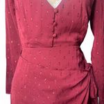 superdown Burgundy Metallic Wrap Mini Dress S Long Sleeve Party DateNight Outfit Photo 1