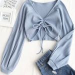 Zaful Blue Crop Blouse Photo 0