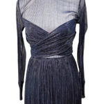 Sabina Musayev Metallic Pleated Mini Dress – Size L – Made in Israel Blue Size L Photo 0