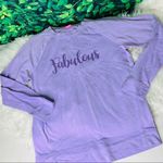 Isaac Mizrahi “Fabulous” long sleeve graphic purple sweatshirt / top S Photo 8