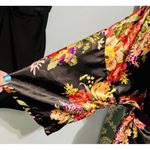 Japanese Floral Kimono SZXL Black Robe colorful Belt AND Matching Pants Satin Size XL Photo 15