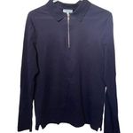 Reiss  Navy 100% Cotton Quarter Zip Long Sleeve Pique Size Extra Small Polo Top. Photo 0