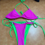 Vibrant Pink and Green Bikini Set Size undefined Photo 0