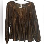 Anthropologie NWT Amadi Merry Metallic Lure Bronze Party Cocktail Blouse Photo 4