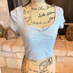 SheIn  Heather Gray Ruched Crop Top Photo 0