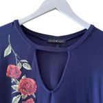 Derek Heart Navy Embroidered Roses Long Sleeves MIDI Women’s Dress SZ L #1242 Photo 1