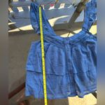 American Eagle  Tiered Ruffle Sleeveless Buttoned Top in Blue Size Medium NWT Photo 3
