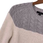 J.Crew  Cable‎ Fuzzy Crewneck Sweater Grey Cream XXS Photo 3