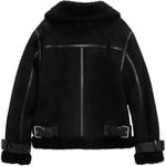 ZARA  Jacket Women Size XL Double Sided Straps Asymmetrical Biker Jacket Fleece Photo 9