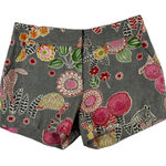 Michelle‎ Farmer Floral Print Shorts Size 2 Gray Colorful USA Made Cotton Photo 0