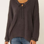 Altar'd State Womens sz S Plum Chunky Knitted Lace Up Neck Pullover Tunic Sweater Photo 0