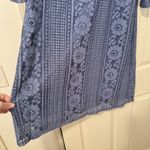 Isaac Mizrahi Live Eyelet Lace Shift Dress Size L Periwinkle Blue Crochet Photo 3