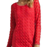 Free People  Wild Thing Red‎ Crochet Eyelet Long Sleeve Dress Size L NWT Photo 0