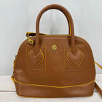Anne Klein  Small Billie Faux Leather Dome Top-Handle Bag Satchel Brown Yellow Photo 0