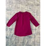 EXPRESS Fuchsia Pink Purple 3/4 Sleeve Zip Neckline Blouse Women's Small Photo 1