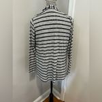 LL BEAN Women’s Lightweight Stripes Small Shawl Collared Open Cardigan. Black Photo 1