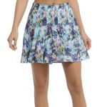 Teetime Womens Large Multi Color Floral Pleated Golf Skirt Zipper Pockets Active Blue Photo 0