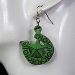 Boho Southwestern Green Horseshoe Pendant Necklace and Earrings Set Cowgirl Photo 4