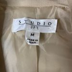 Studio JPR One Button Blazer Jacket M Beige Lace Collar Ruched Sleeves Pockets Tan Size M Photo 4