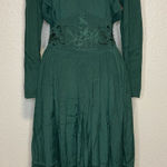 Karin Stevens VTG Y2K Dress Fairy Womens 6P Midi Whimsical Flowy Green Embroidered Beaded Photo 0