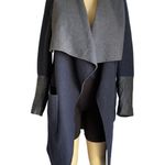 BCBGMAXAZRIA Wool Blend Open Front Coat with Leather Sleeve Detail Size S Photo 1