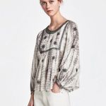 ZARA  Puff Sleeve Tie Dye Embroidered & Embellished Blouse sz sm NWOT bust 23” fl Photo 1