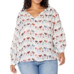 Nic+Zoe  Relaxed-fit Perk Up Coffee Cup Print Blouse, Size XL New w/Tag Retail Photo 1