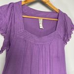 Kische Purple Top Eyelet Short Sleeve Tunic Spring Cottage Coquette Girl Blouse Photo 1