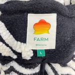 Farm Rio NWOT  Wool Blend Wild Hearts Tie-Belt Fleece Coat Size L Black White Photo 6