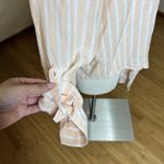 Lola River Shirt Size Large Orange White Striped Tie Front Tencel Linen Preppy Photo 8