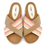 Toms Paloma Slides Honey Tan Coral & Cream Rope Platform Sandals Women’s Size 8 Photo 2