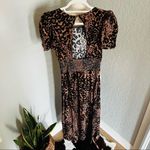 AFRM Jamie Print Open Back‎ Short Sleeve Dress, Brown/Black Animal, Small, NWT Black Photo 7