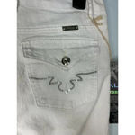 D*Klic White Jeans Size 34 inches Tall Denim Bedazzled Pockets NWT UK Photo 3