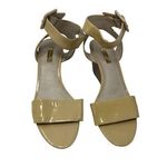 Louise et Cie Wedge Sandals 8 Womens Beige Open Toe Ankle Stacked Heel Patent Photo 0