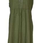 Made In Italy Linen Blend Midi Dress Size M Green Boho Lagenlook Quiet Luxury Photo 0