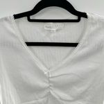 Wild Skye White Ribbed Ruched Coquette Dainty Short Sleeve Shirt Size Medium Photo 3